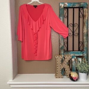 I.N. Studio Coral Ruffle Blouse